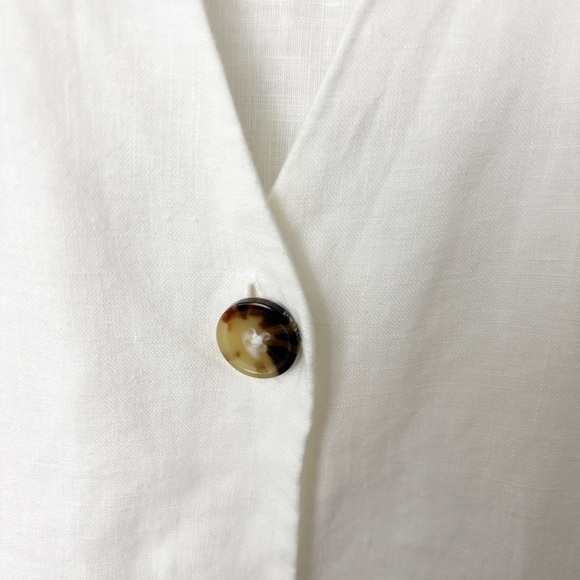 Aritzia Wilfred Caprice Button Front 100% Linen Dress White Large - V Neck - Picture 7 of 15
